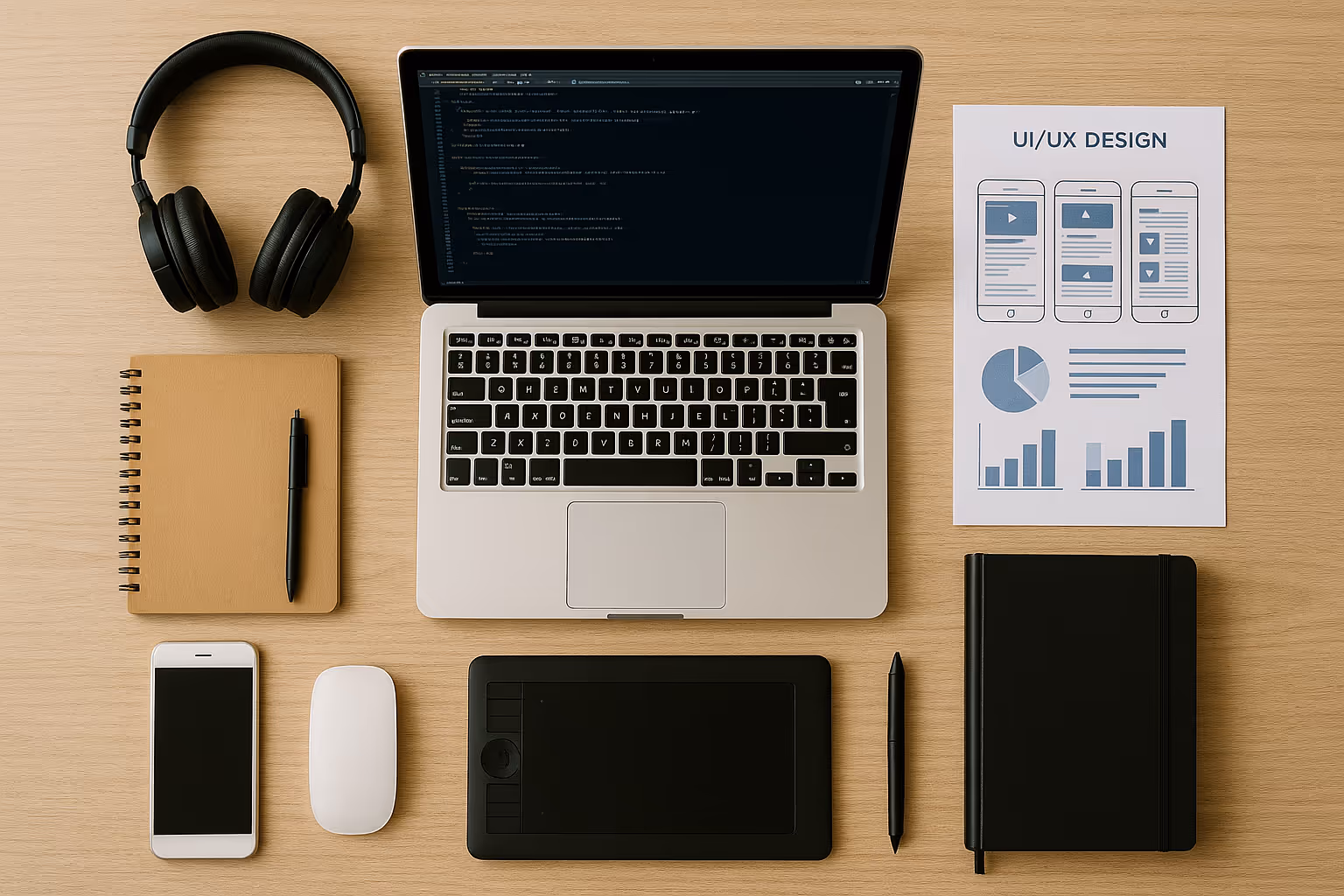Scrivania di lavoro con strumenti digitali per i nuovi ruoli tech nel Sud Italia
